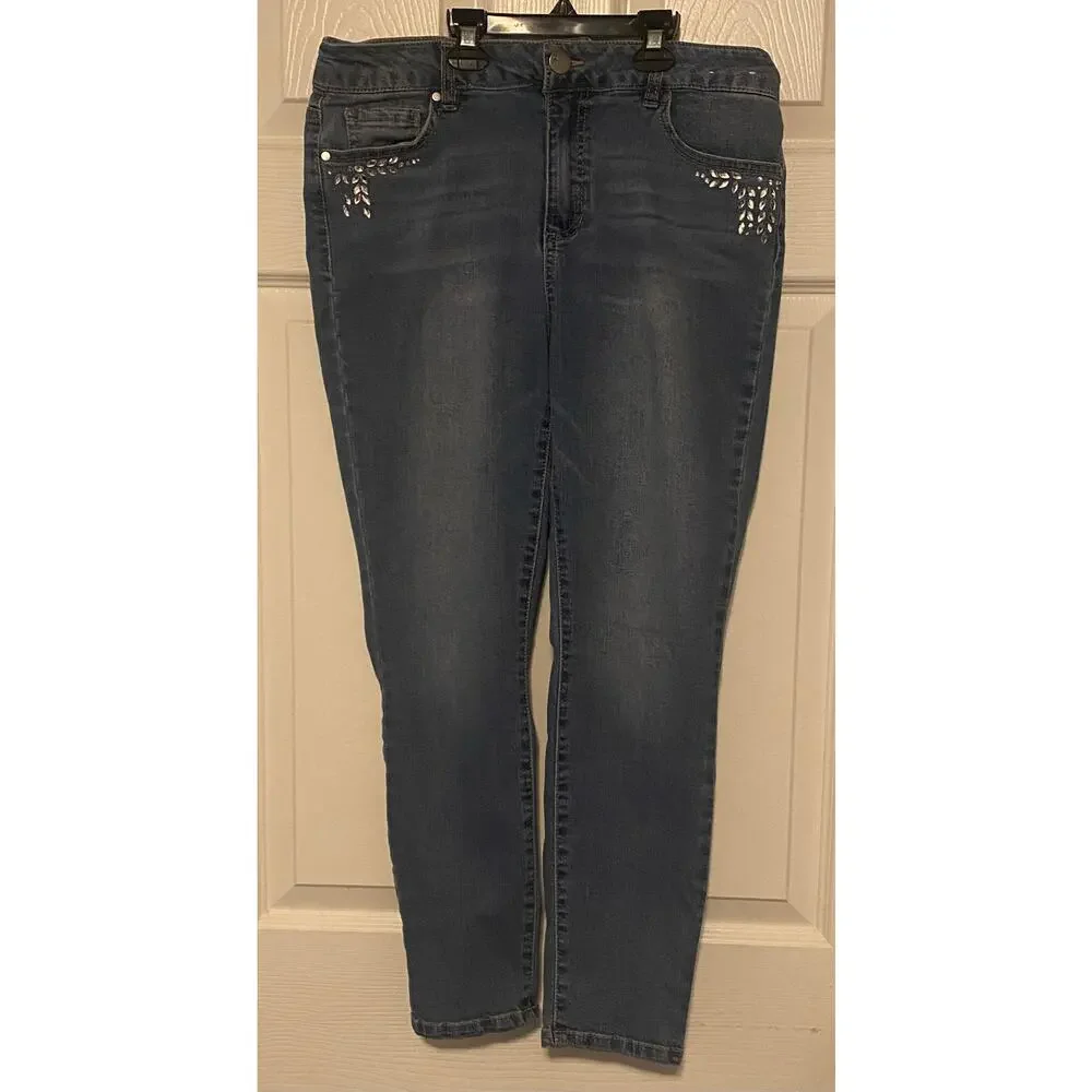 d. jeans Rhinestone Pockets Women's size 10 - Picture 1 of 6